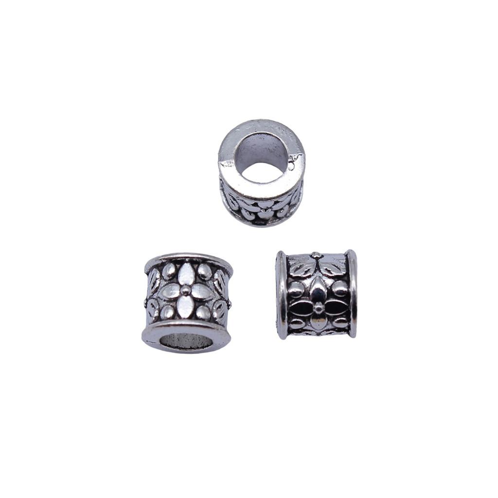 Vintage Floral Pattern Cylinder Beads Antique Style Large Hole Spacers For DIY