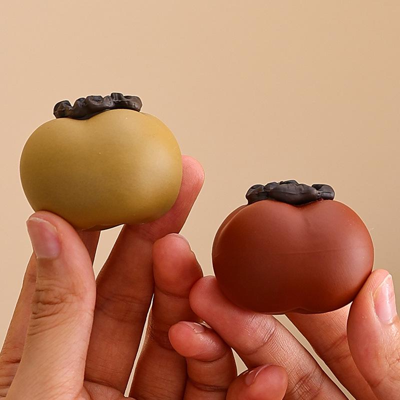 Creative Small Ceramic Persimmon Incense Holder - Zisha Burner for Agarwood & Sandalwood, Ideal for Tea & Incense Ceremonies Indoors