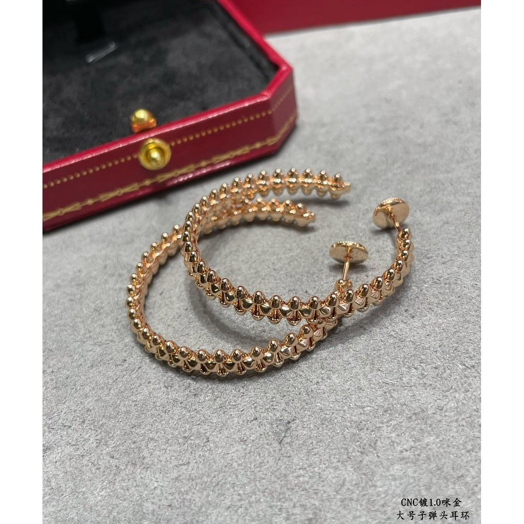 Ohrringe mit Patronenhülsen-Kopf, die Männer und Frauen tragen können, modisch und exquisit, hochwertig, kundenspezifisch, galvanisiert mit 18 Karat Gold