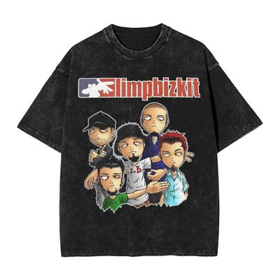 Limp Bizkit T-Shirts Hip Hop Gewaschenes Kurzarm T-Shirt Vintage Herren Damen Oberteile Streetwear Bedruckte T-Shirts Ins Y2k