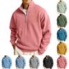 Men's 1/4 Zipper Stand-up Collar Casual Loose Long-sleeved Shirt