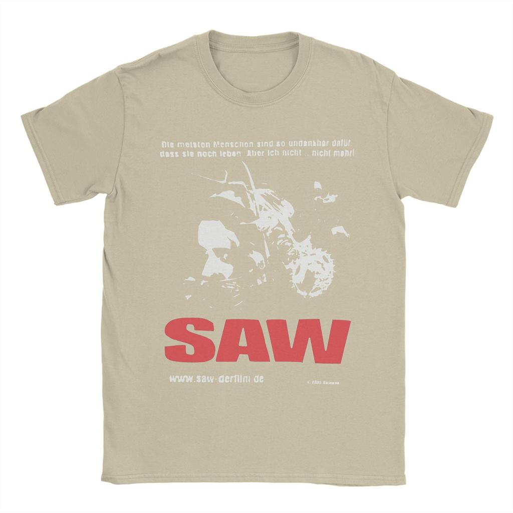 Funny Vintage SAW Movie Tshirts Men's 100%Cotton Short Sleeve  Round Neck Summer Tops Shirts