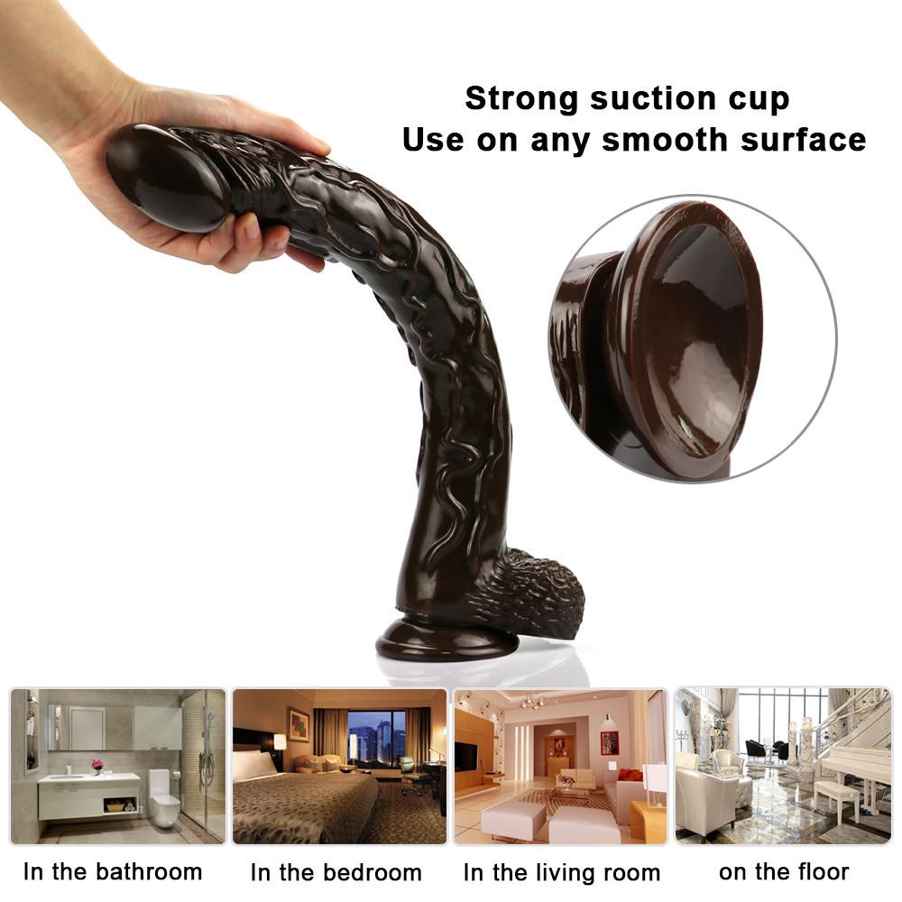 Brown 42cm Skin Sensation Realistic Dildos Soft Big Penis Powerful Suction Cup Dildo Sex Toys for Woman and Man 18+  dildo