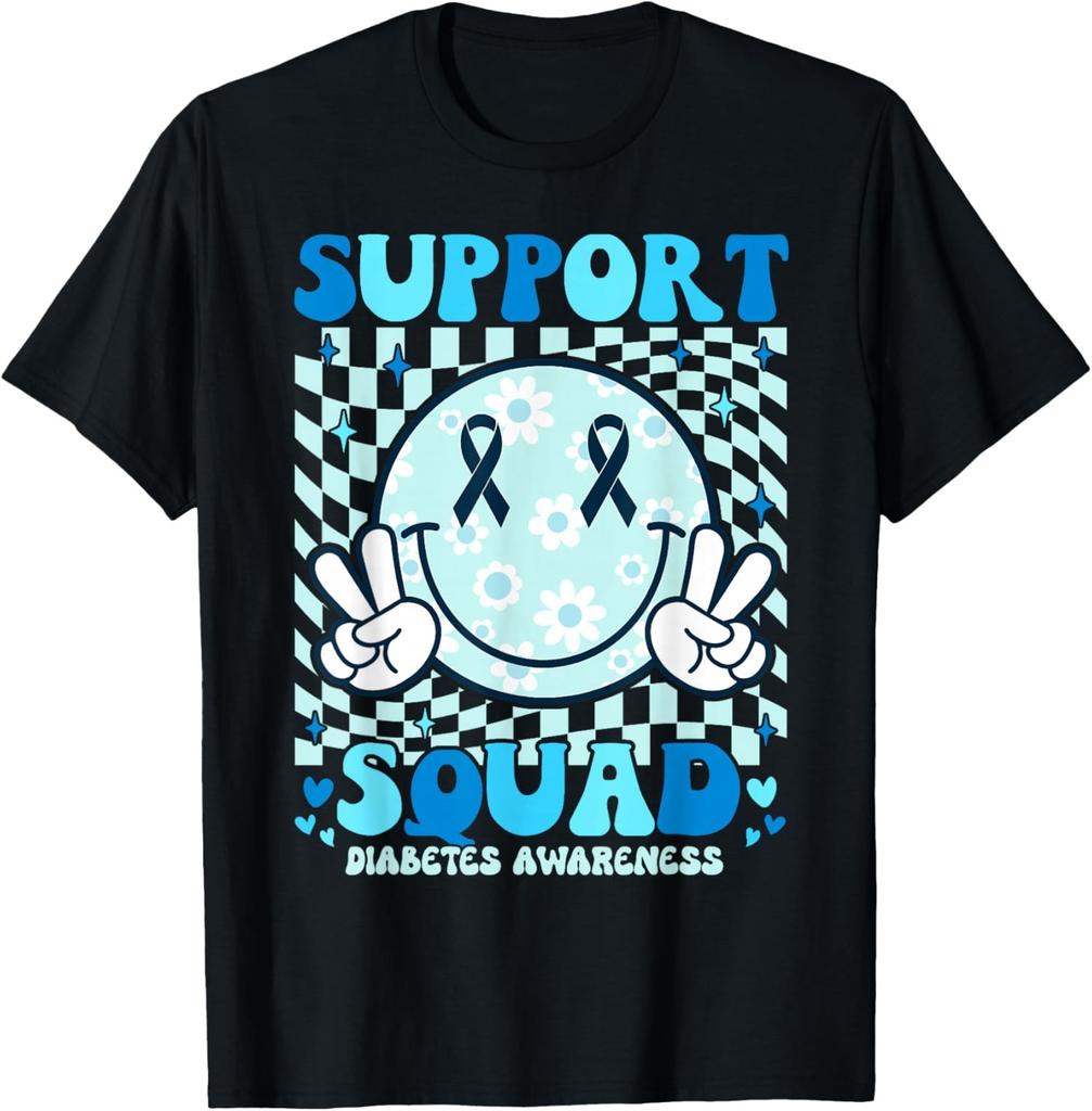 Support Squad Diabetes Awareness Blue Smile T1D Unisex T-Shirt