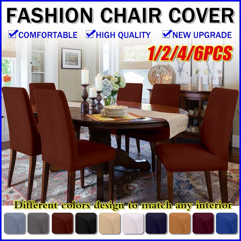 Khaki White, 6pcs Chair Covers Set of 4/6 Stretch Modern Chair Slipcovers for Dining Room Kitchen Wedding Party Washable Chair Protector Khaki White, 6pcs Chair Covers Set of 4/6 Stretch Modern Chair Slipcovers for Dining Room Kitchen Wedding Party Washable Chair Protector