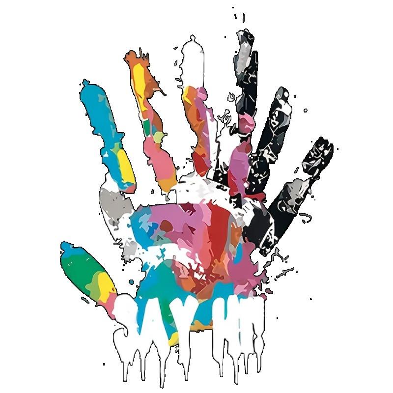 Nadměrné tričko černé s barevným otiskem ruky a grafickým potiskem Say Hi, ležérní oblečení pro ženy, streetwearová móda, letní top