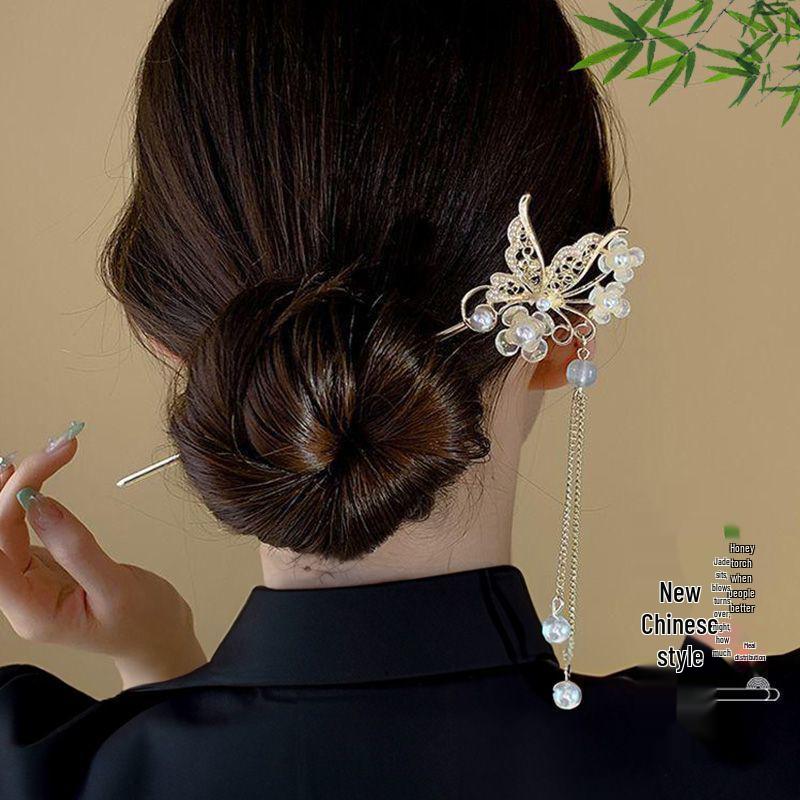 Lily Flower Hairpin for Women: Tassel Hair Stick, Hanfu Hair Accessory, Intangible Cultural Heritage Design.