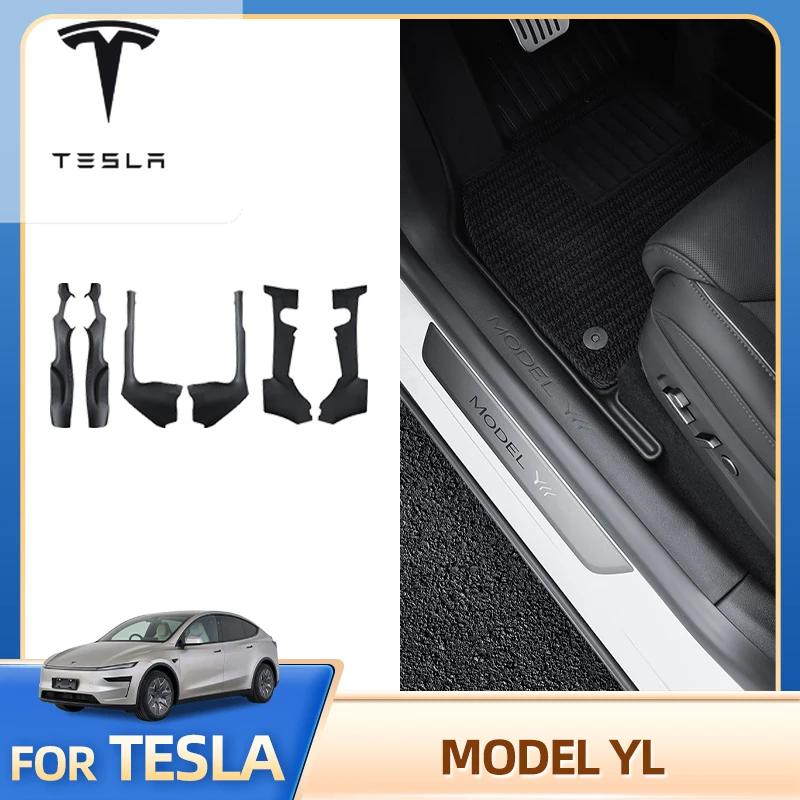 QRZL4 For Tesla Model YL 6-seater Threshold Protection Strip TPE Anti Kick Welcome Pedal Interior Accessor Car Sticker