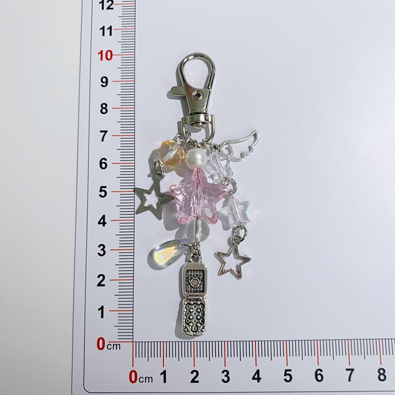 Korean Fresh Cute Star Phone Lanyard Keychain Y2K Sweet Girly Keyring Bag Pendant Key Accessories For Girls Gift
