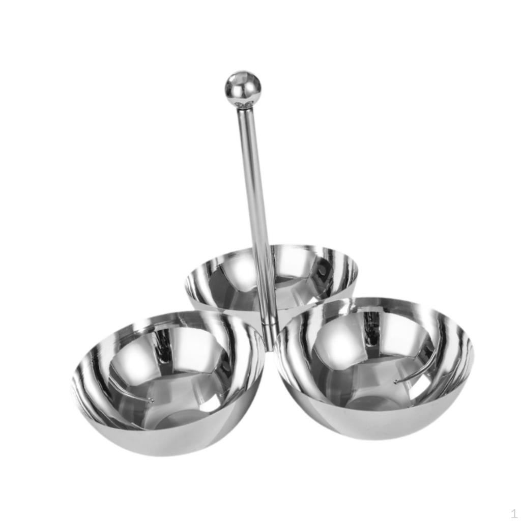 Condiment Serving Bowl Divided Multi Section Fruit Tray Stainless Steel Display With Handle