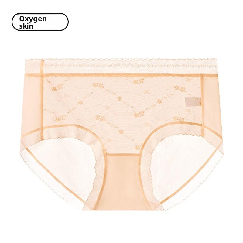 Plus Size Women's Summer Ice Screen Print 10A Class Antibacterial Crotch High Elastic Antibacterial High Waist Briefs