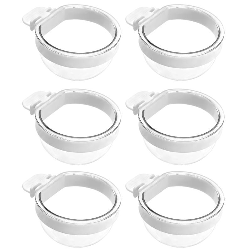Set of 6 Clear Plastic Bird Cage Feeder Dish For Parakeets Cockatiels Easy To Clean Food Water Dispenser Pet Accessories