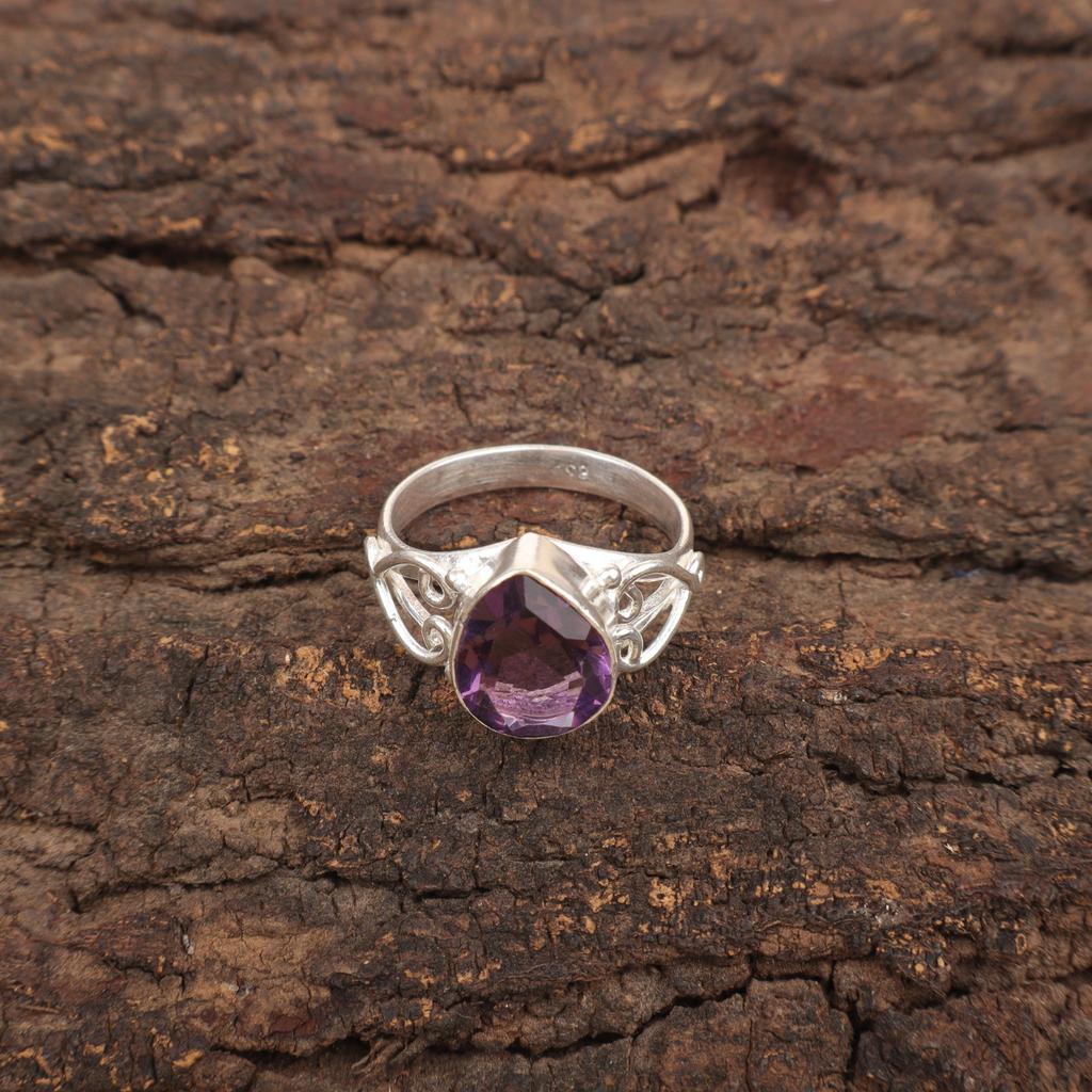 Amethyst Stone 925 Silver Eternity Statement Artisan Sisters Gift Ring Jewelry RR-46-12