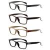 TUREZING 4 Pack Flexible Spring Hinge Women Men Magnifier Presbyopic Diopter Vintage Square Presbyopia Eyeglasses