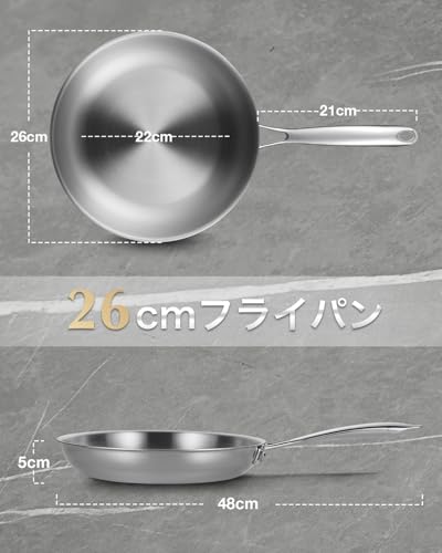 KOCH SYSTEME CS 3-lagige Edelstahl-Bratpfanne, 26 cm, Induktionsgeeignet, Komfortabler Griff, Ofenfest und Spülmaschinenfest