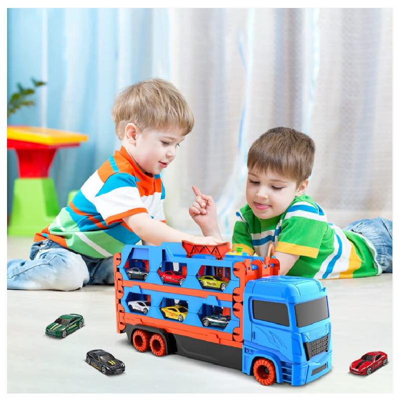 Childrens Large Track Car Set With Collapsible Metal Vehicles For Indoor Play And Development