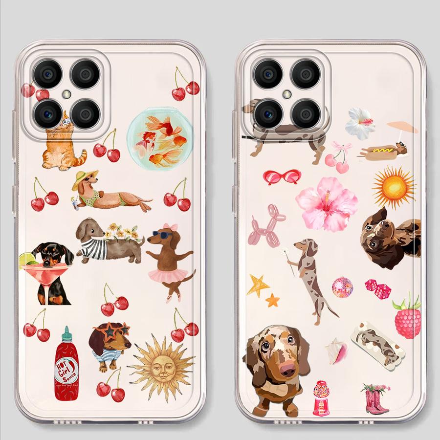 Cartoon Katze und Hund Weiche Handyhülle für Honor X8 X8b X9b X8a X9a X7b 90 Lite