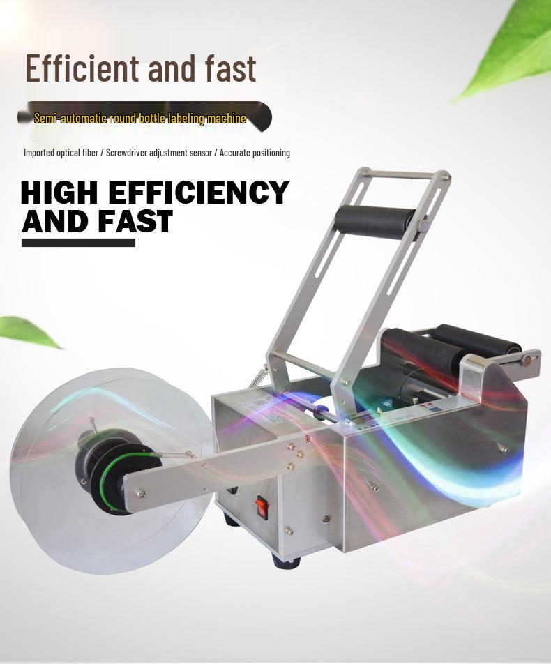 MT-50 Semi-auto Round Bottle Labeler for Adhesive Labels on Glass & Plastic Bottles