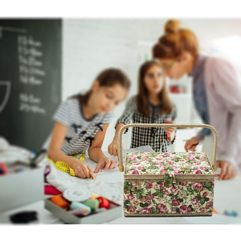 Sewing Large Floral Tool Sewing Retro Modern Sewing Pincushion Small Item D&D Box, Capacity, Print, Box, Tools, Storage, Two-Tier Storage,