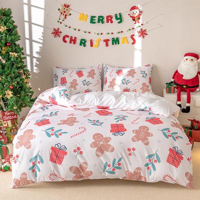3pcs/set Christmas Reindeer Snowman Bedding Set Includes 1 Duvet Cover And 2 Pillowcases Soft And Skin-Friendly