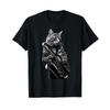 Cat Playing Saxophone T Shirt Black Vintage Fashion Streetwear Breathable Slightly Top For Everyday Wear Unisex
