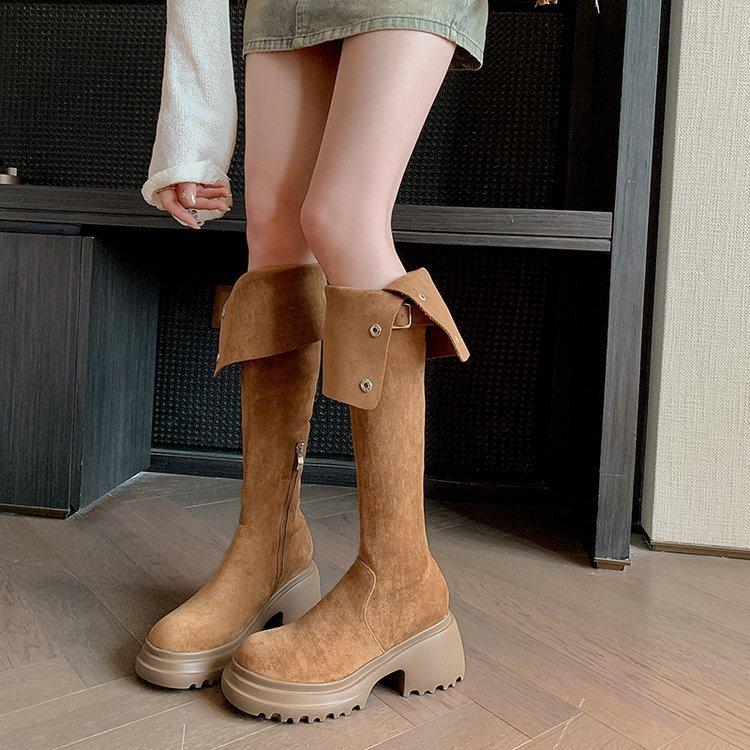 

Over-knee boots women s platform 8cm autumn and winter 2025 new Maillard two wear folded boots high boots 40