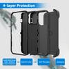 3 IN 1 Heavy Duty Armor Stand Case für IPhone 16 Pro MAX 14 13 12 11 15 XS MAX XR X XS SE 6 7 8 Plus Gürtelclip Otter Case Box Militärhalter Abdeckung