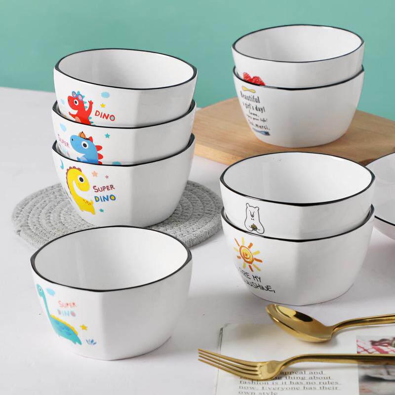 Cartoon Ceramic Rice and Soup Bowls - Creative Square Tableware Set