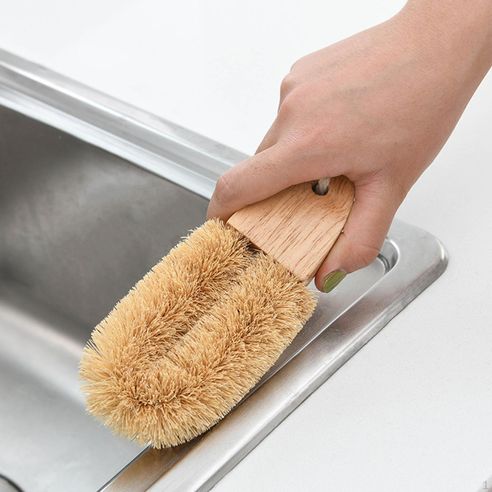 

Pot Brush Dishwashing Brushes with Rubber Wood Handle Household Easy Hanging for Washing Dishes Pots