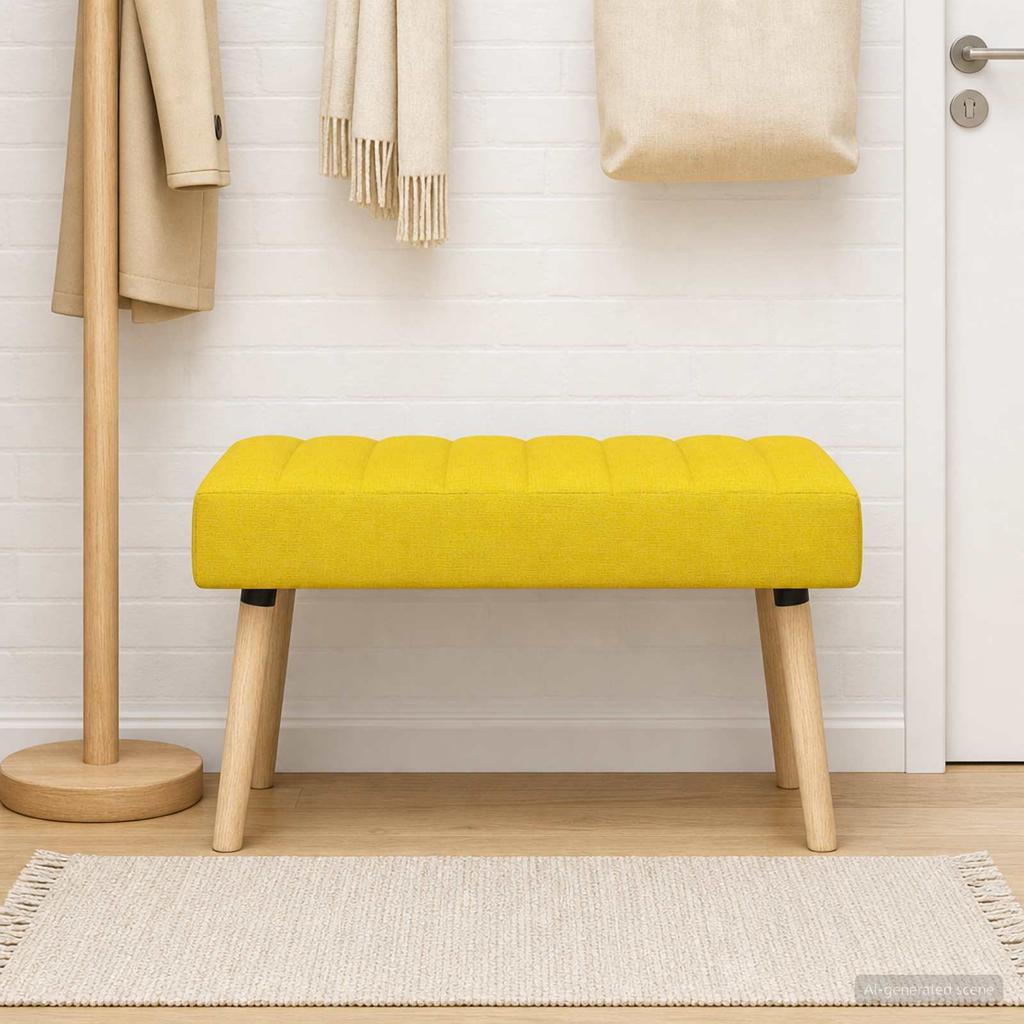 Channel Tufted Bench Light Yellow 80 X 40 X 46 Cm Fabric