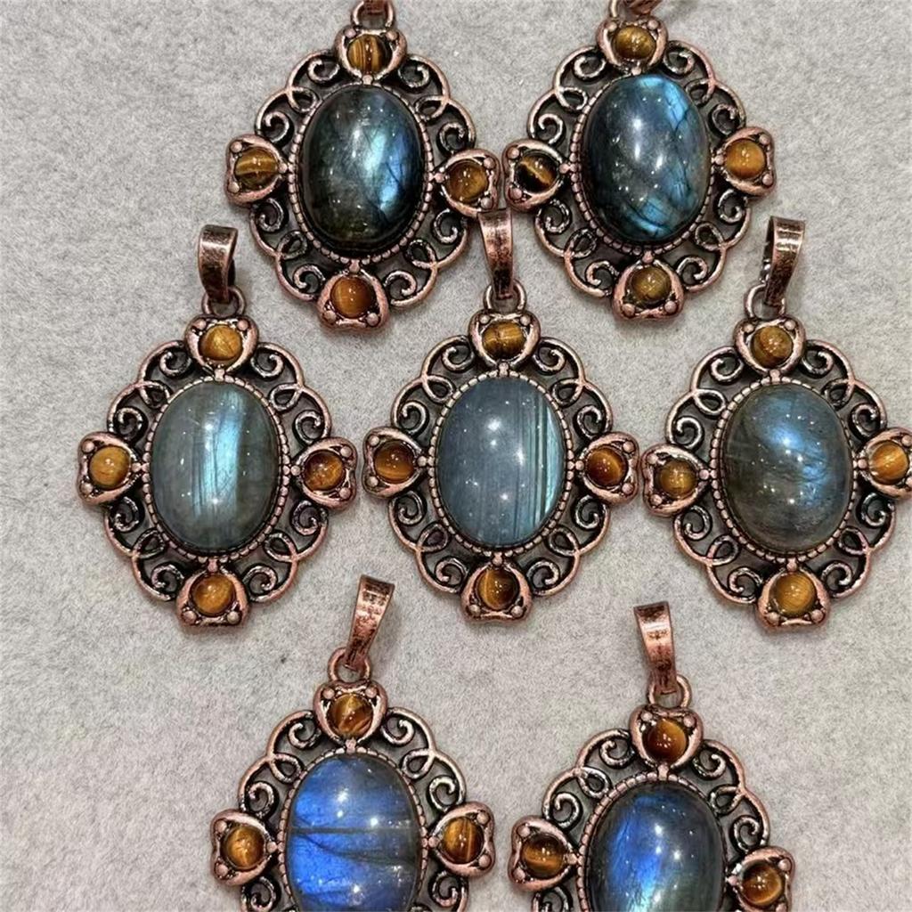 Natural Crystal Jewellery Pendant Healing Stone Gift for Women Labradorite Pendant