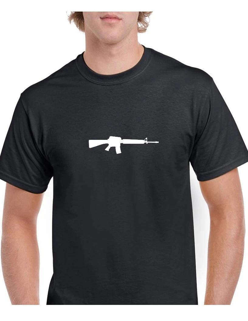 AR-15 AR15 Силуэт Штурмовой Винтовки Футболка ЛОГОТИП Черно-Белая Рубашка S-5XL 2XL