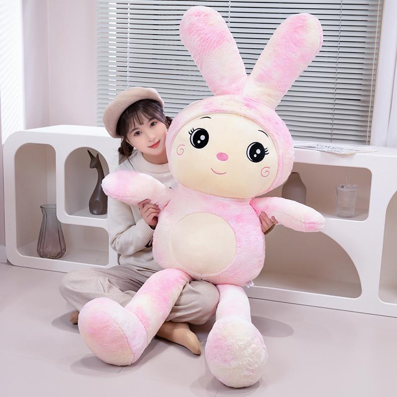 Plush toy colorful rabbit doll cute little white rabbit doll throw pillow doll give girlfriend birthday gift girl