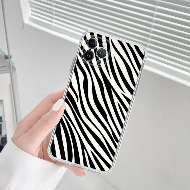 Custodia per telefono in silicone morbido con texture zebrata di mucca dalmata bianca e nera per iphone 14 13 12 11 Pro Mini XS MAX 8 7 6 Plus X XS XR