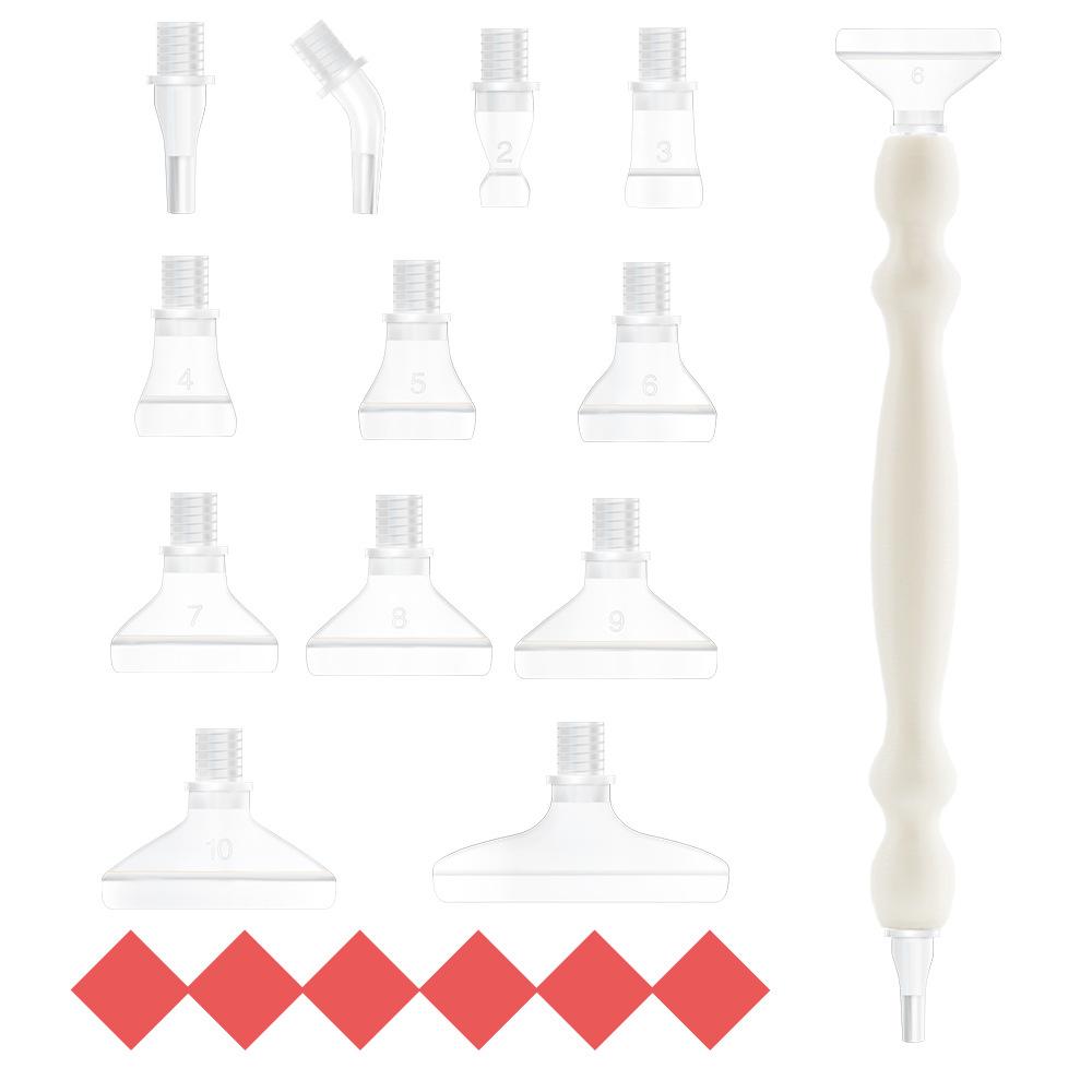 Diamond Painting Pen Kit with 12 Threaded Plastic Tips and Wax Pads Ergonomic Rhinestone Picker Tool for DIY Crafts and Nail Art