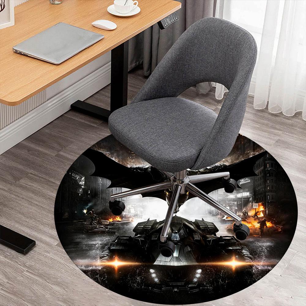 1 шт. Круглый коврик для стула Бэтмен Бэтмобиль, ковер для офиса, не скользящий, напольный коврик для офиса, спальни и декора помещений p127261 80cm by 80cm
