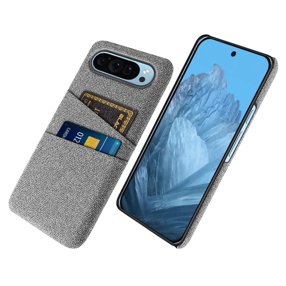 For Google Pixel 9/Pixel 9 Pro Phone Case 2 Card Holders Cloth Texture Back Cover