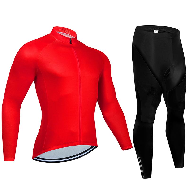 Fluorescent Color Spring Long Sleeve Cycling Jersey Sets Breathable Long Sleeve Men's MTB Bicycle Clothing Suits Roupa Ciclismo