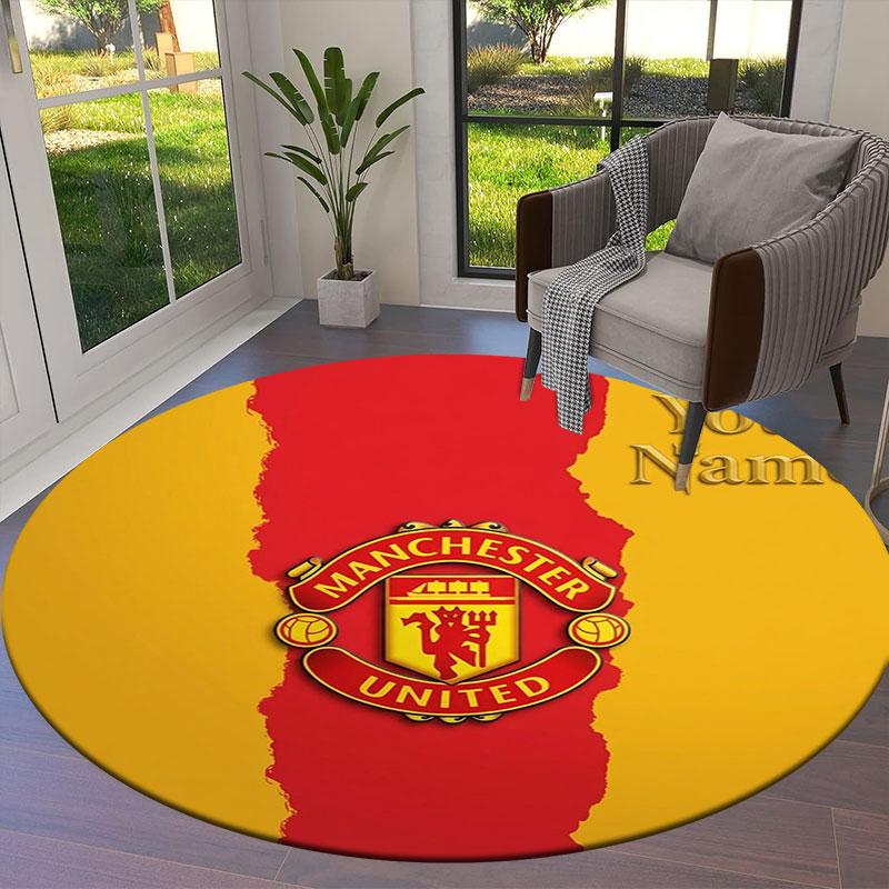 Manchester United F Custom Name Round Area Rug,Carpet Rug for Living Room Bedroom Sofa Playroom Decor,Non-slip Floor Mat