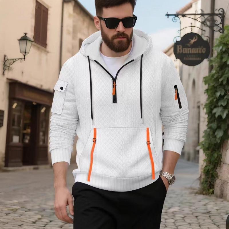 

2026 Autumn and Winter New Hooded Sweatshirt Pullover Zipper Pocket Casual Sports Top M белый
