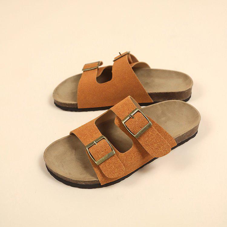 2024 Autumn/Summer Women s Retro Cork Sandals  Beach Slippers 38 желто-коричневый
