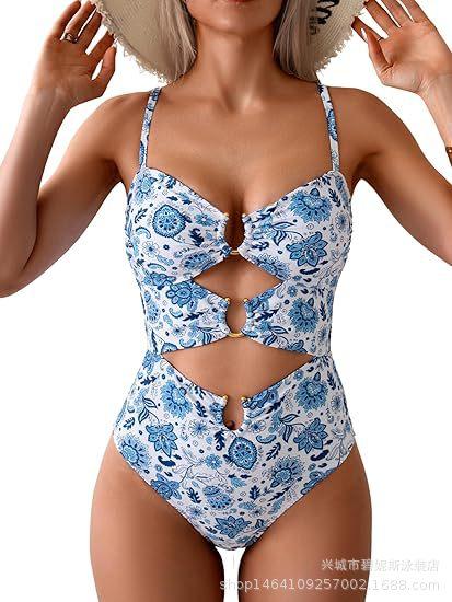 New swimsuit women's one-piece explosion sexy solid color bikini women's swimsuit