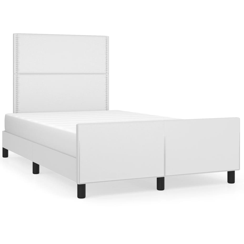 Bed Frame with Headboard White 120 X 200 Cm Faux Leather