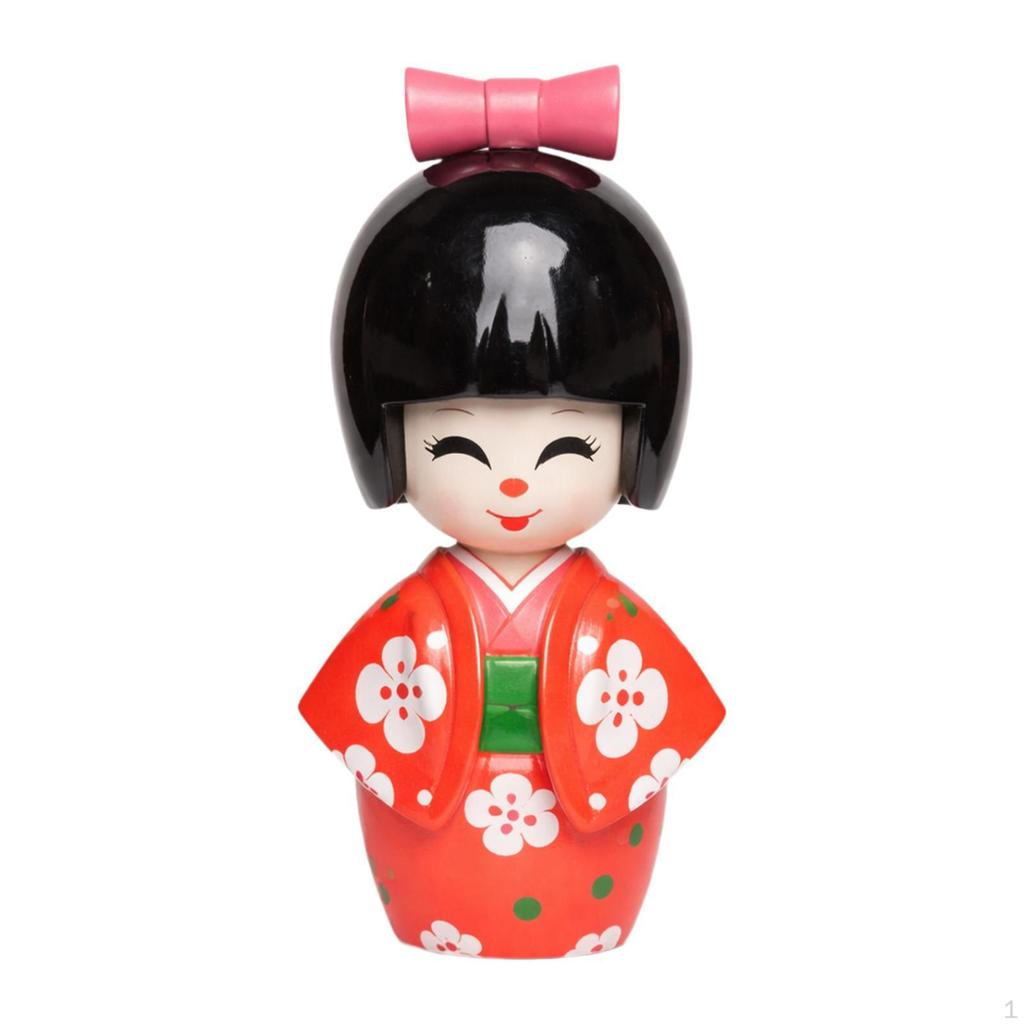 Figura Decorativa Japonesa de 9 cm, Estilo Kabuki, de Madera para Mesa o Oficina.