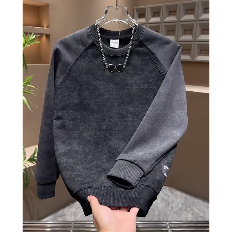Korean Version of Crew Neck Sweater Men's Trend Color Matching Student Pullover Long Sleeve Loose Top T-shirt Autumn Wear