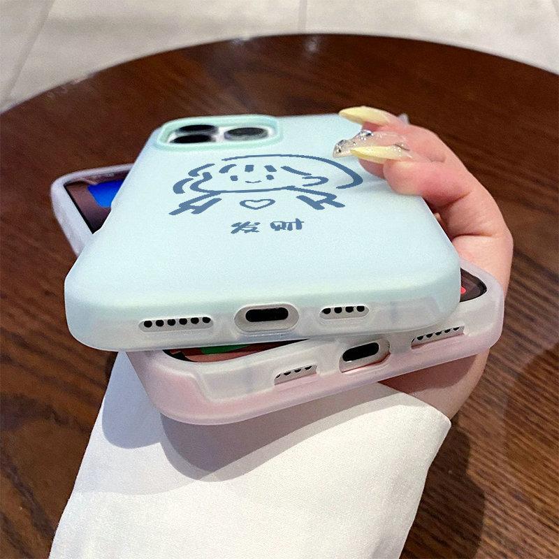 Patterned Matte Frosted Skin Feel Casing PC+TPU 2in1 Cute Girl Printed Protective Cover Soft Back Case