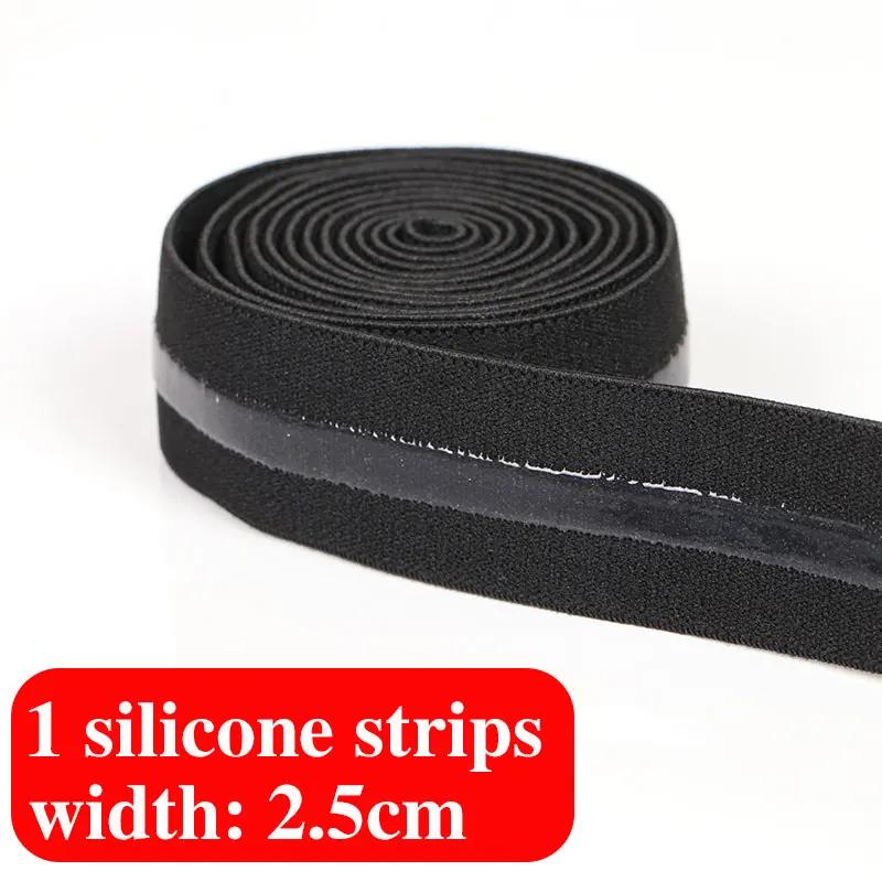 2/5Meters Black Elastic Bands Silicone Non-slip Bra Rubber Tape For Belt Garment Wave Ribbon DIY Clothes Sewing Accessories