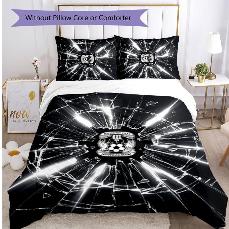 Set Lenzuola Stampato Coventry City Football 3 Pezzi, Comodo Set Copripiumino per Camera da Letto Amico della Pelle
