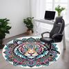 1pc Tiger Mandala Art Carpet, Round Non Slip Durable Large Size Office Carpet, Suitable for Office