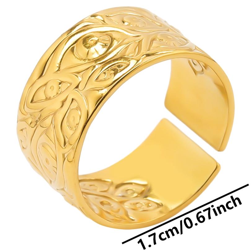 

Vintage Turkish Evil Eye Ring Open Adjustable Stainless Steel Rings For Women Men Finger Jewelry Hasama Real Gold Plated Anillos 1PCS